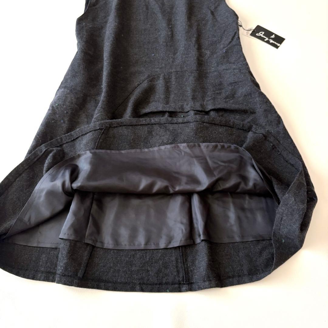 ■未使用品ジェニーギャルソンノースリーブ変形ワンピース ウール44グレー