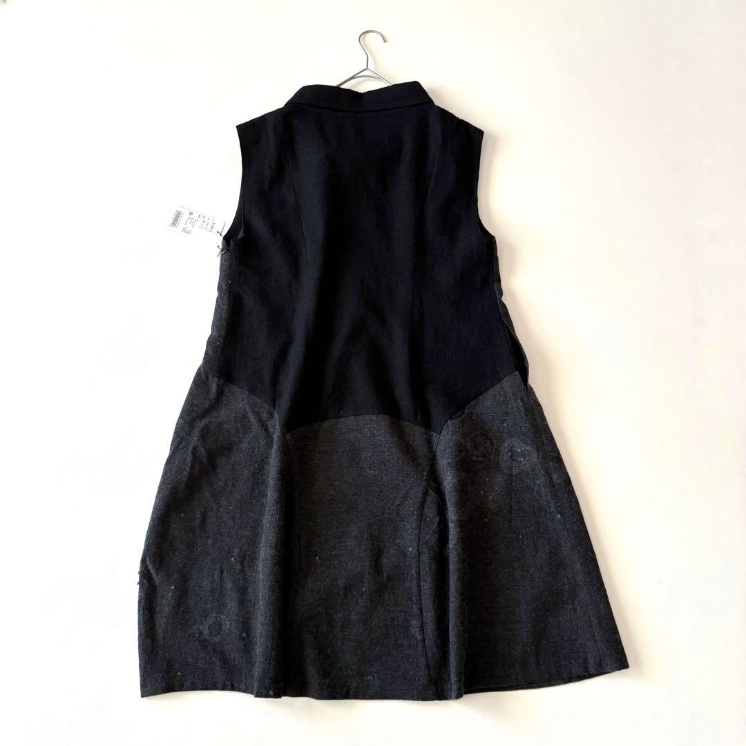 ■未使用品ジェニーギャルソンノースリーブ変形ワンピース ウール44グレー