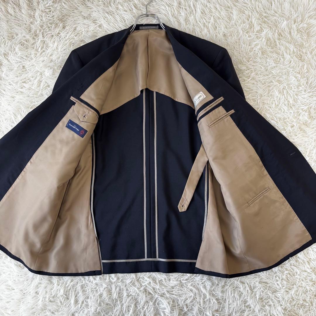 LONNER✨ゼニア生地　ダブルブレスト　レトロセットアップ　濃紺　L