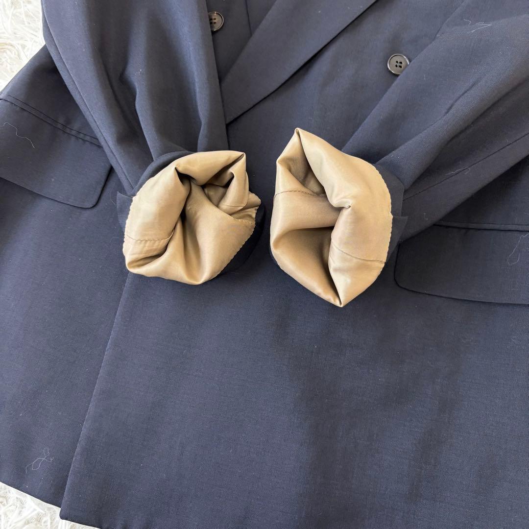 LONNER✨ゼニア生地　ダブルブレスト　レトロセットアップ　濃紺　L