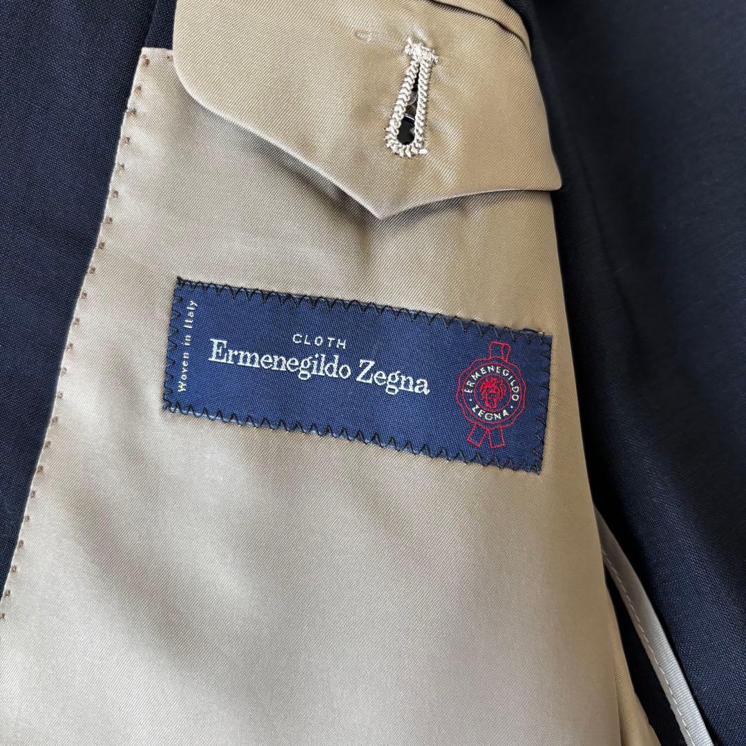 LONNER✨ゼニア生地　ダブルブレスト　レトロセットアップ　濃紺　L