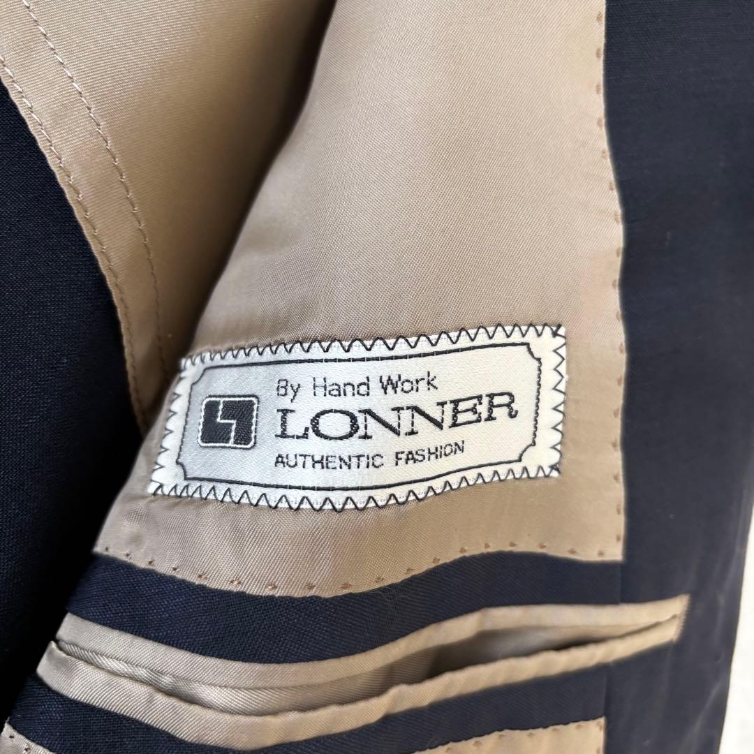LONNER✨ゼニア生地　ダブルブレスト　レトロセットアップ　濃紺　L