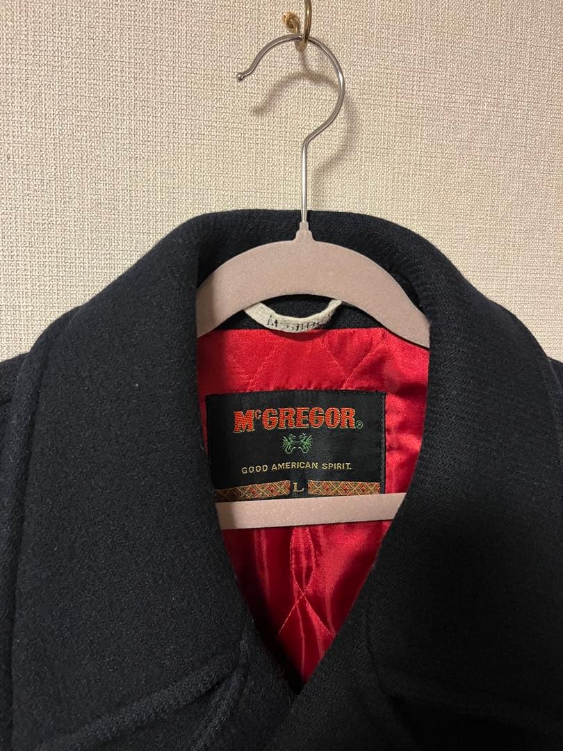 90s ヴィンテージ マックレガー Pコート 裏地キルティング 赤 ネイビー L