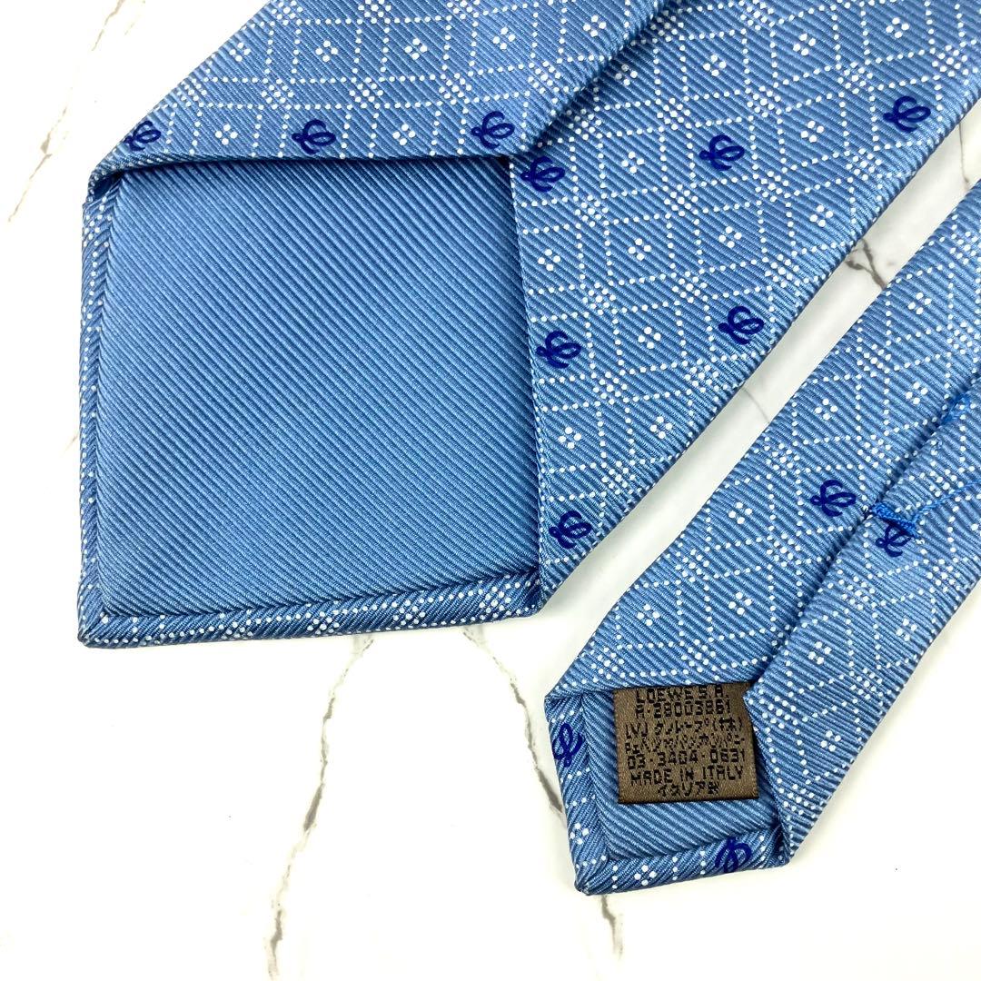 AQUA aries　極美品　ロエベ　ネクタイ　ロゴグラム　格子柄　ジャガ