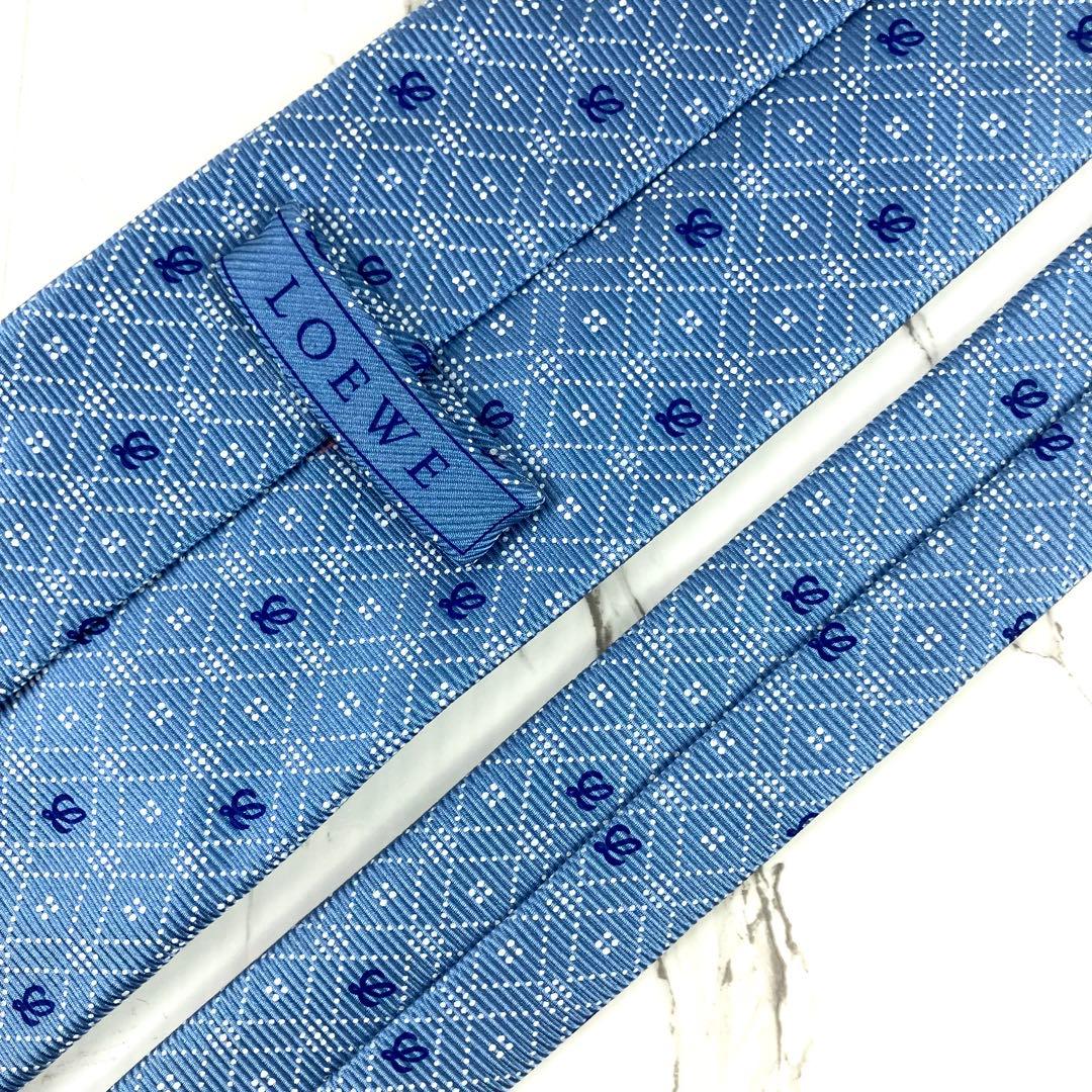 AQUA aries　極美品　ロエベ　ネクタイ　ロゴグラム　格子柄　ジャガ