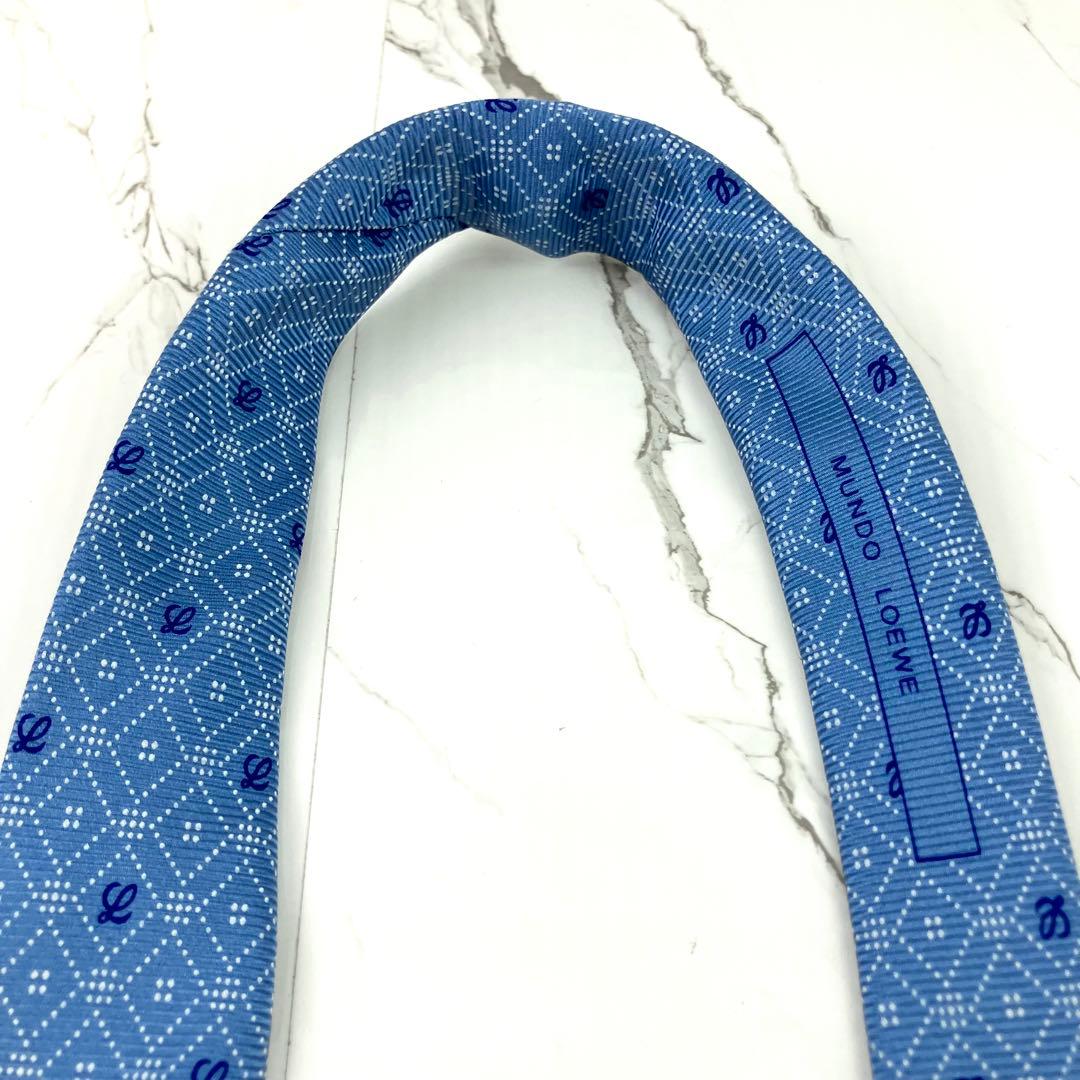 AQUA aries　極美品　ロエベ　ネクタイ　ロゴグラム　格子柄　ジャガ