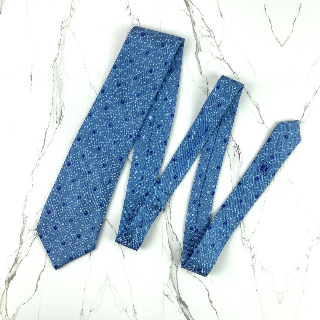 AQUA aries　極美品　ロエベ　ネクタイ　ロゴグラム　格子柄　ジャガ