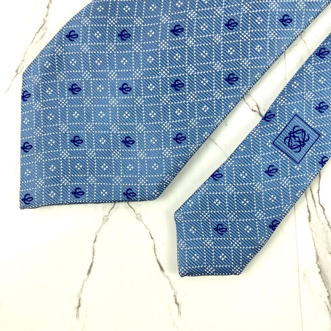 AQUA aries　極美品　ロエベ　ネクタイ　ロゴグラム　格子柄　ジャガ