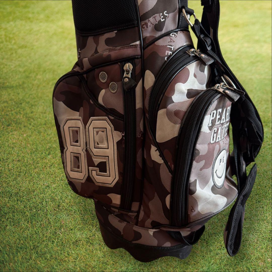 パーリーゲイツ　キャディバッグ　迷彩　カモフラ　ショルダー式　スタンド式　黒　白