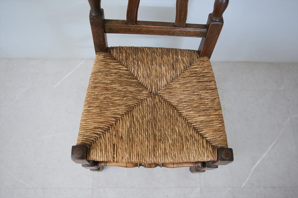 フランスアンティーク木製ダイニングチェア/ラッシュシートイス(90-43-1)