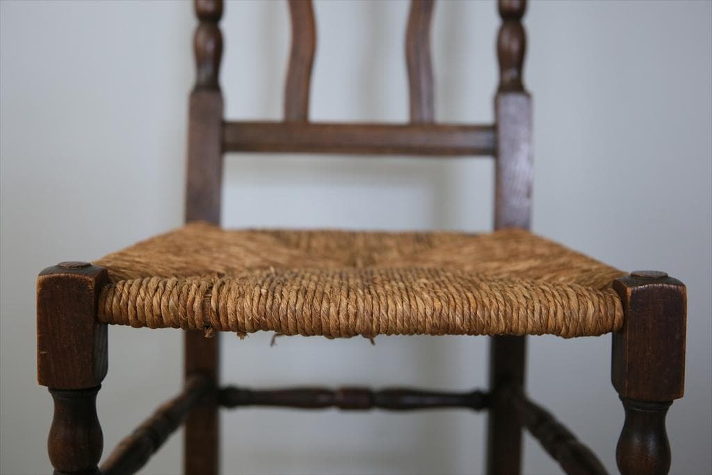 フランスアンティーク木製ダイニングチェア/ラッシュシートイス(90-43-1)