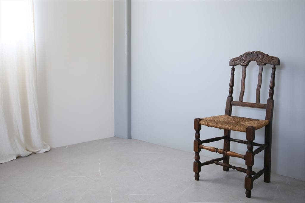 フランスアンティーク木製ダイニングチェア/ラッシュシートイス(90-43-1)