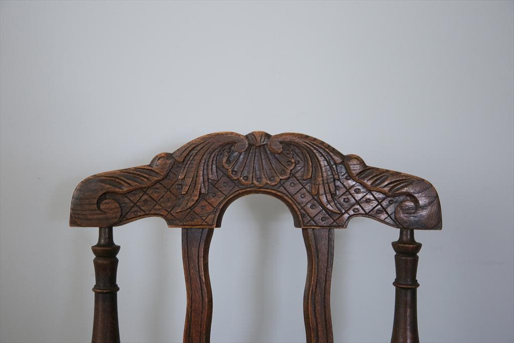 フランスアンティーク木製ダイニングチェア/ラッシュシートイス(90-43-1)