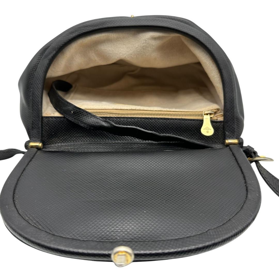 ボッテガヴェネタ 黒 レザー がま口 ショルダーバッグ ブラック