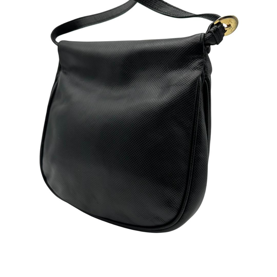 ボッテガヴェネタ 黒 レザー がま口 ショルダーバッグ ブラック