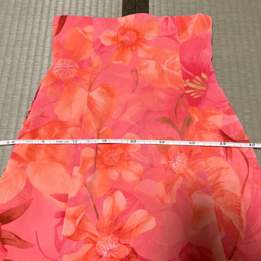 フラメンコ衣装　花柄　ファルダ　オレンジ　3段フリル　オーダーメイド