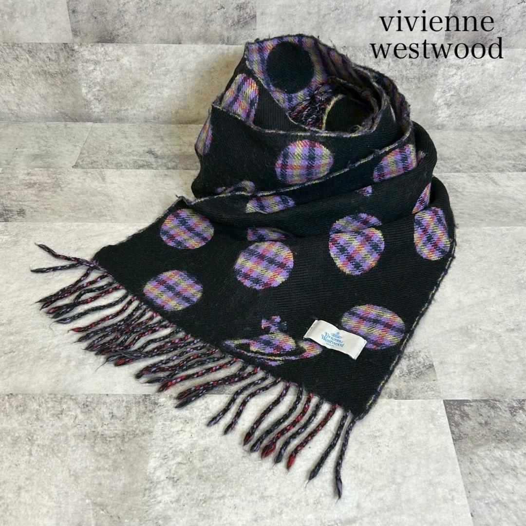 vivienne westwood MAN 水玉 チェック マフラー RG360
