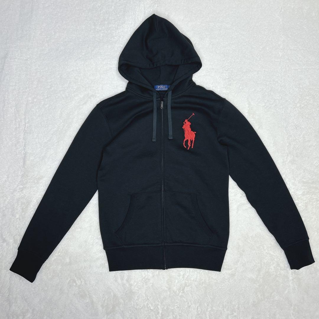 ✨美品✨ ポロラルフローレン　パーカー　ビックポニー　ブラック　フルジップ　XS