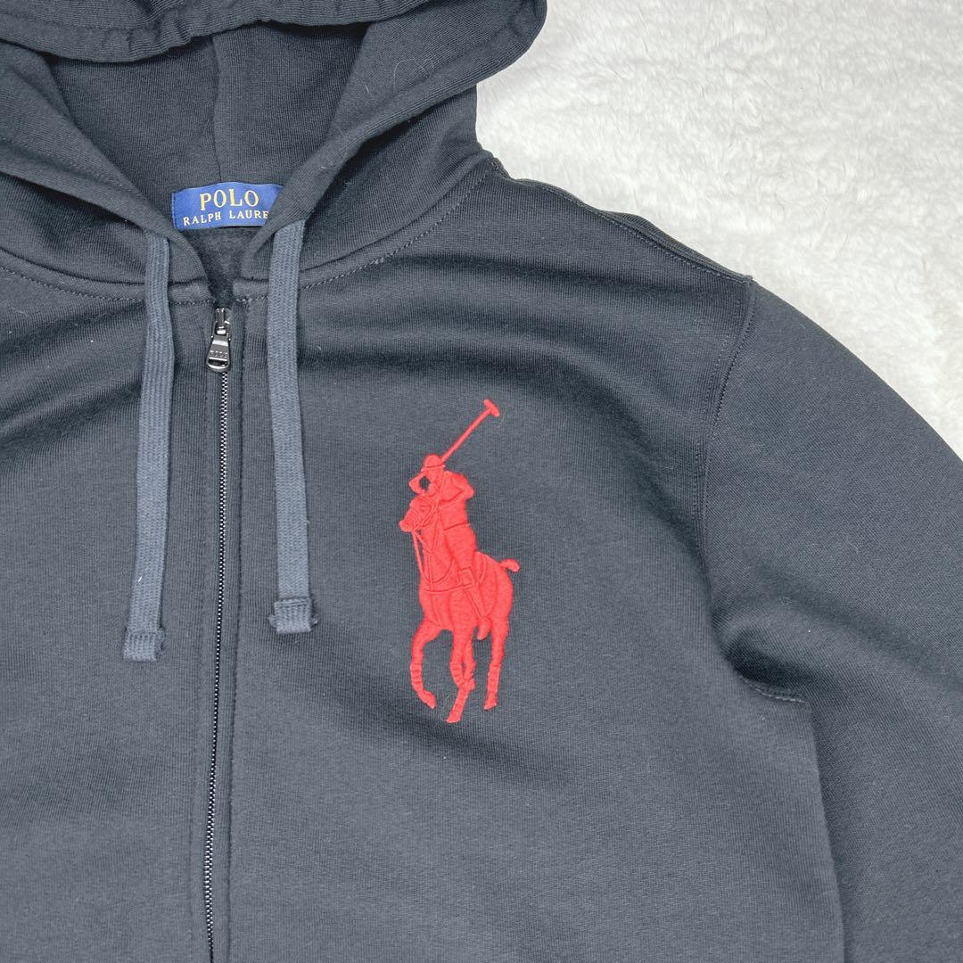 ✨美品✨ ポロラルフローレン　パーカー　ビックポニー　ブラック　フルジップ　XS