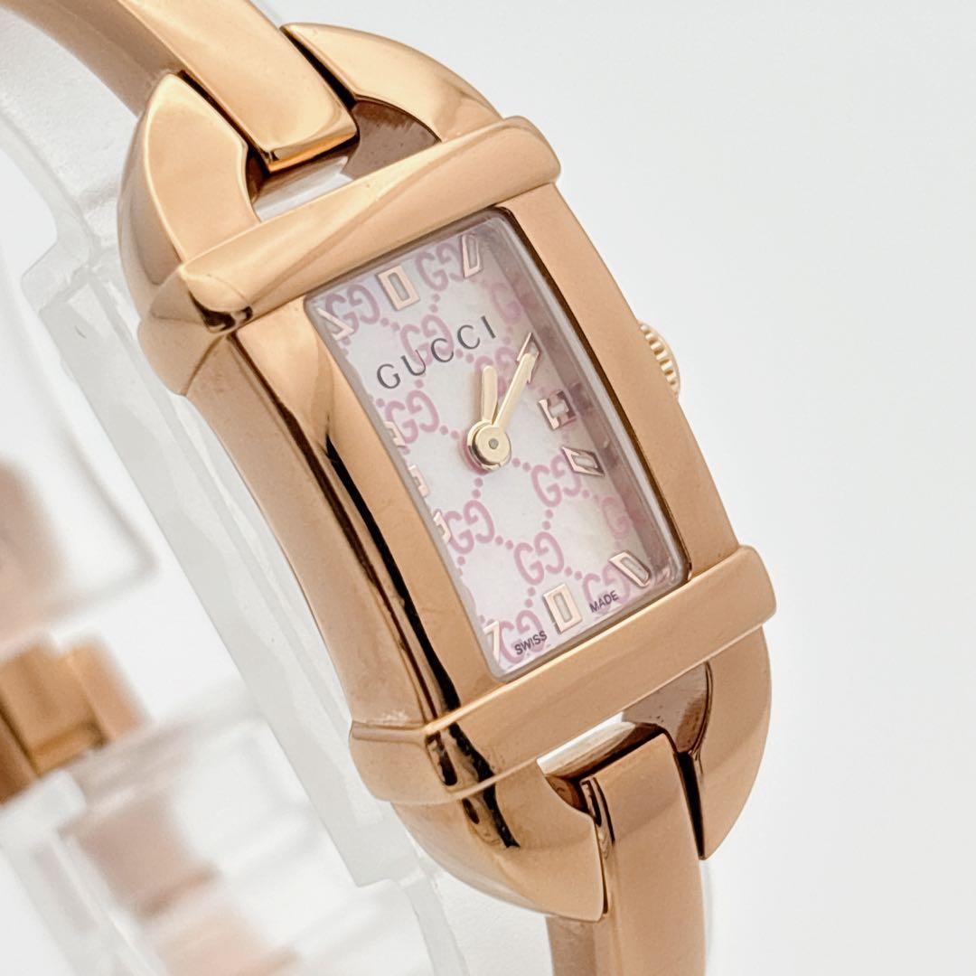 【人気・電池新品】GUCCI 6800L GG柄 ピンク シェル ピンクゴールド