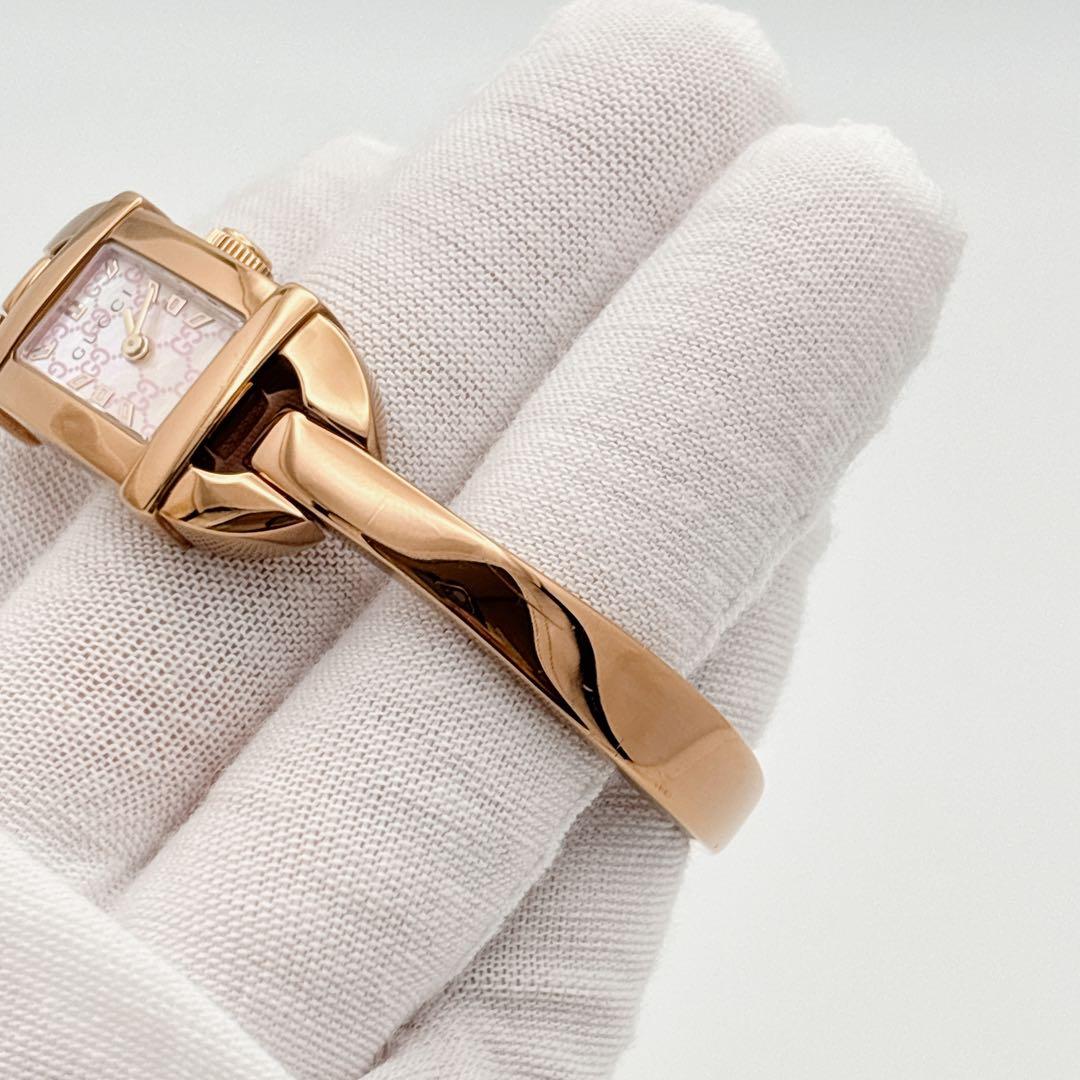 【人気・電池新品】GUCCI 6800L GG柄 ピンク シェル ピンクゴールド