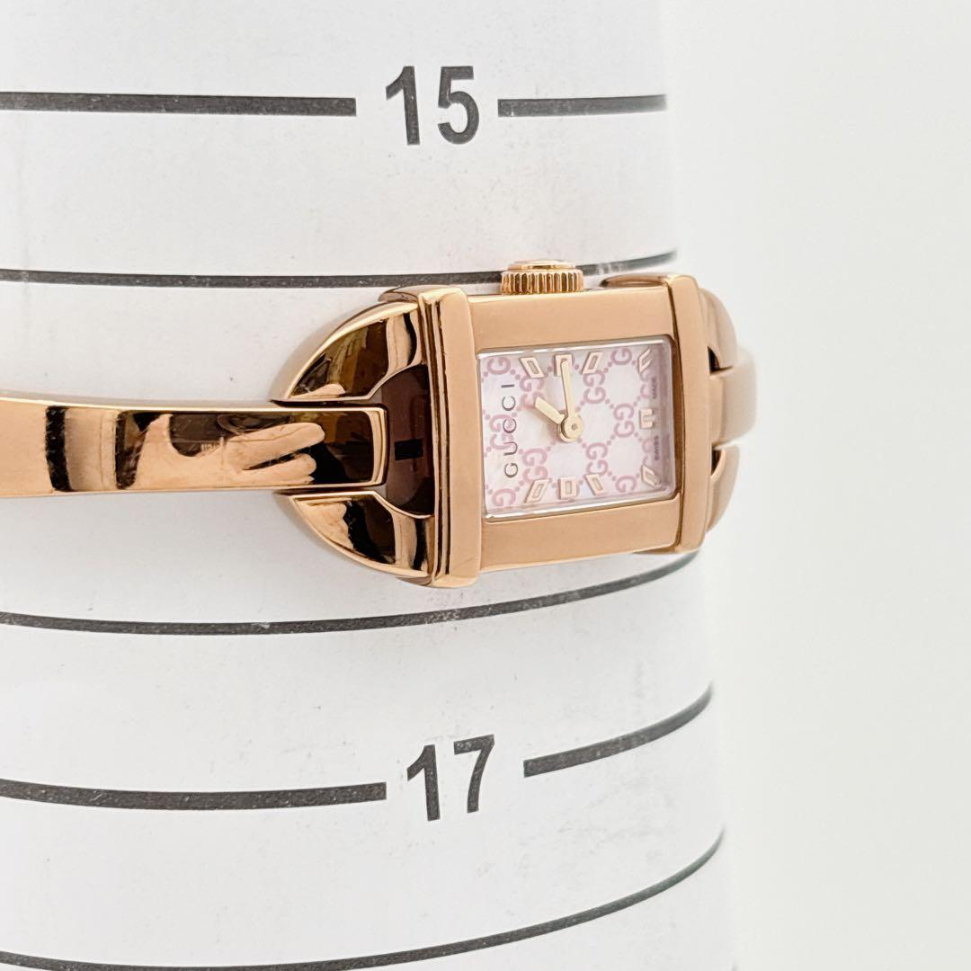 【人気・電池新品】GUCCI 6800L GG柄 ピンク シェル ピンクゴールド