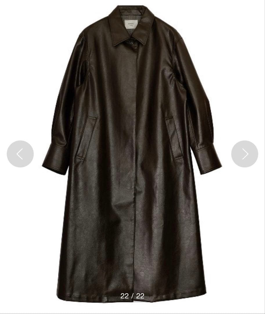 【大幅値下げ】レザー・フェイクレザーロングコート アウター ブラウン