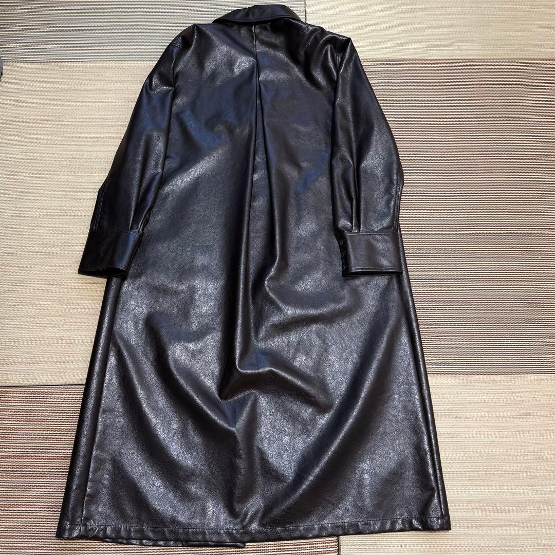 【大幅値下げ】レザー・フェイクレザーロングコート アウター ブラウン