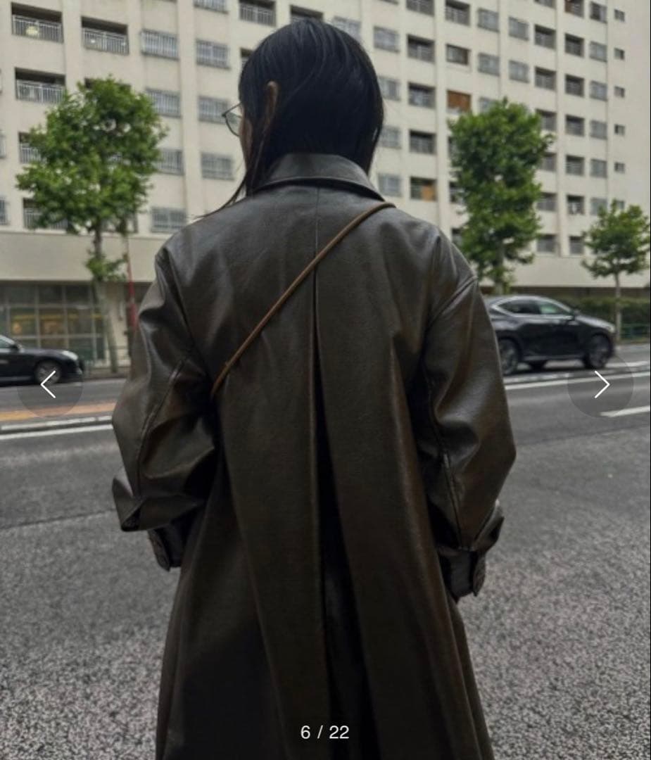 【大幅値下げ】レザー・フェイクレザーロングコート アウター ブラウン