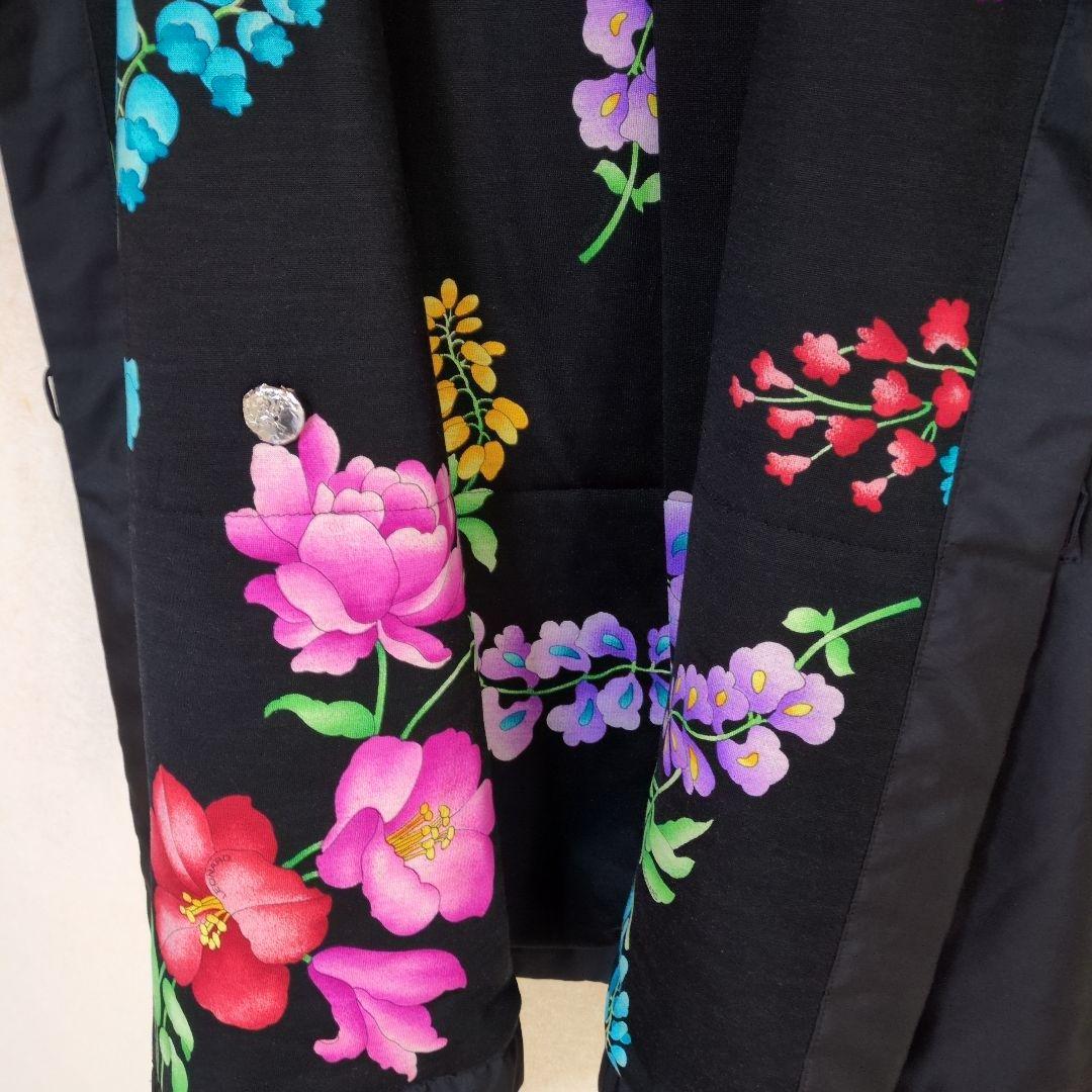 美品　 LEONARD ブラック ロングコート 花柄フードのみ