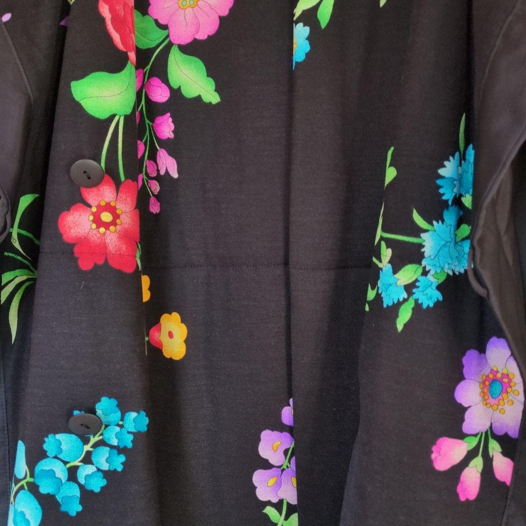 美品　 LEONARD ブラック ロングコート 花柄フードのみ