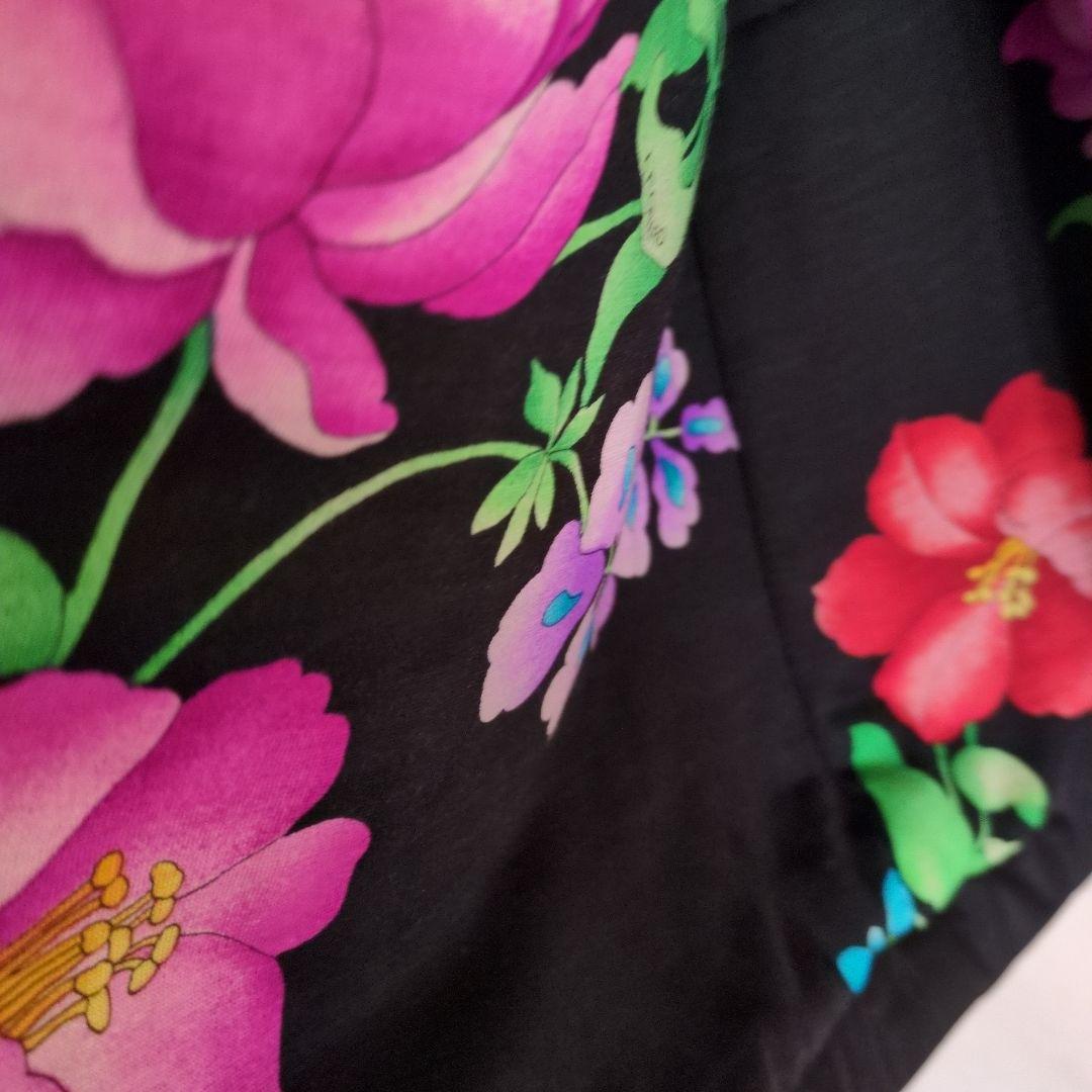 美品　 LEONARD ブラック ロングコート 花柄フードのみ