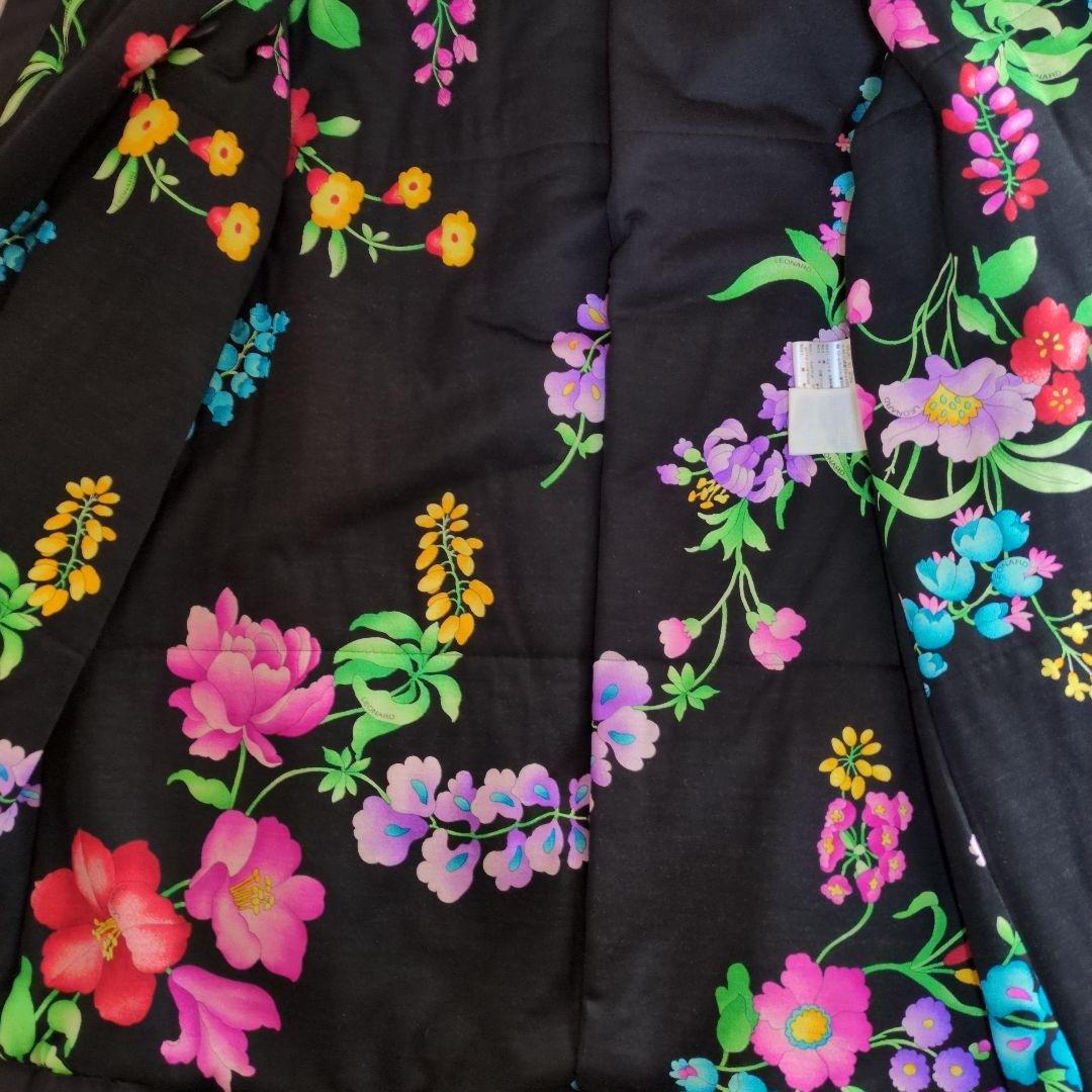 美品　 LEONARD ブラック ロングコート 花柄フードのみ