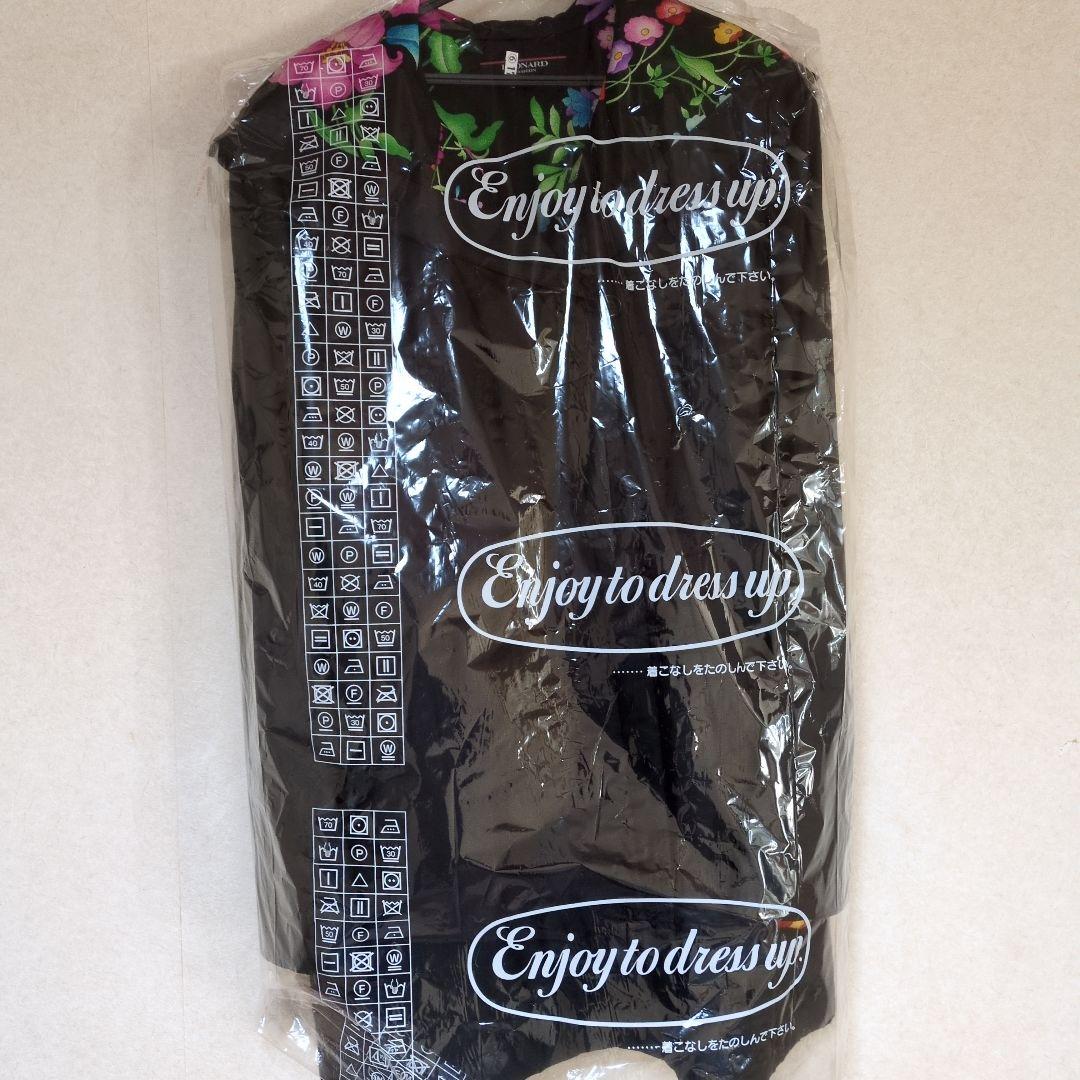 美品　 LEONARD ブラック ロングコート 花柄フードのみ