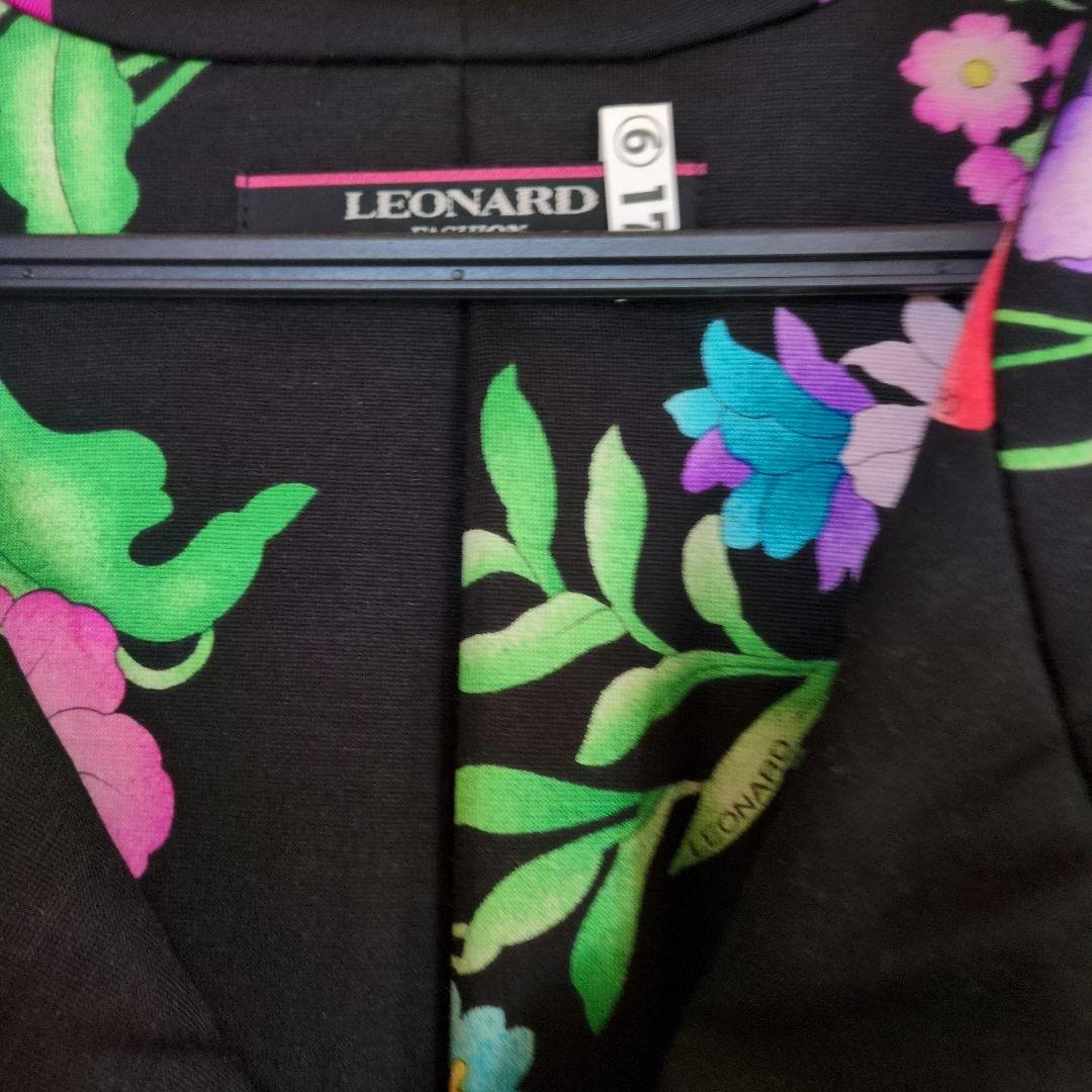 美品　 LEONARD ブラック ロングコート 花柄フードのみ