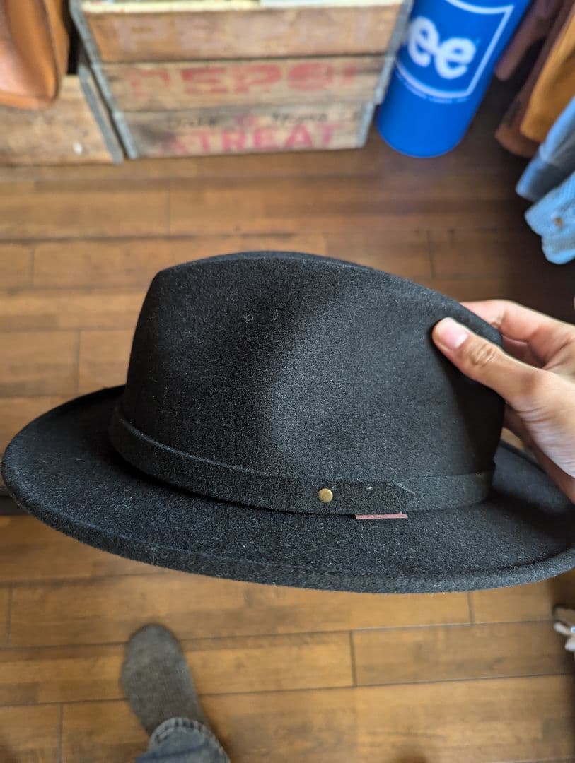 Stetson ブラック ウール カウボーイハット フェルトハット 61cm
