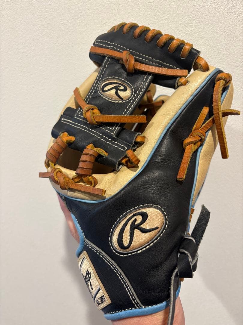 【今月限り期間限定価格】　ローリングス 軟式　グローブ 黒/青 MLBロゴ