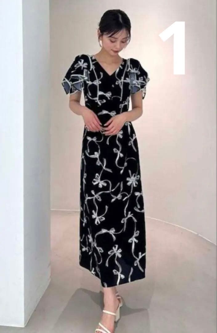 SNIDEL Sustainableリボンプリントワンピース サイズ1