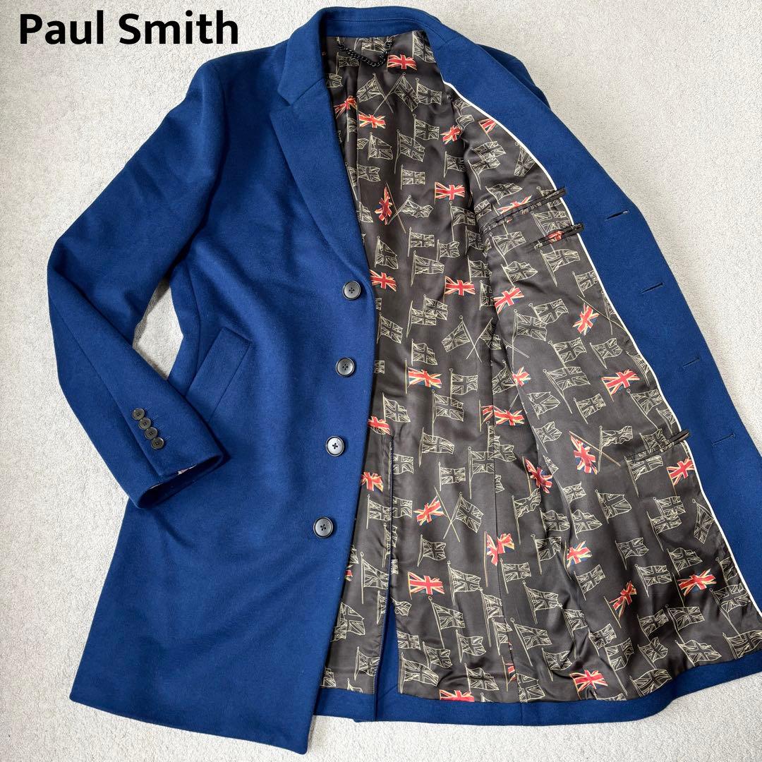 美品 ポールスミス チェスターコート ユニオンジャック Lサイズ ブルー ロング