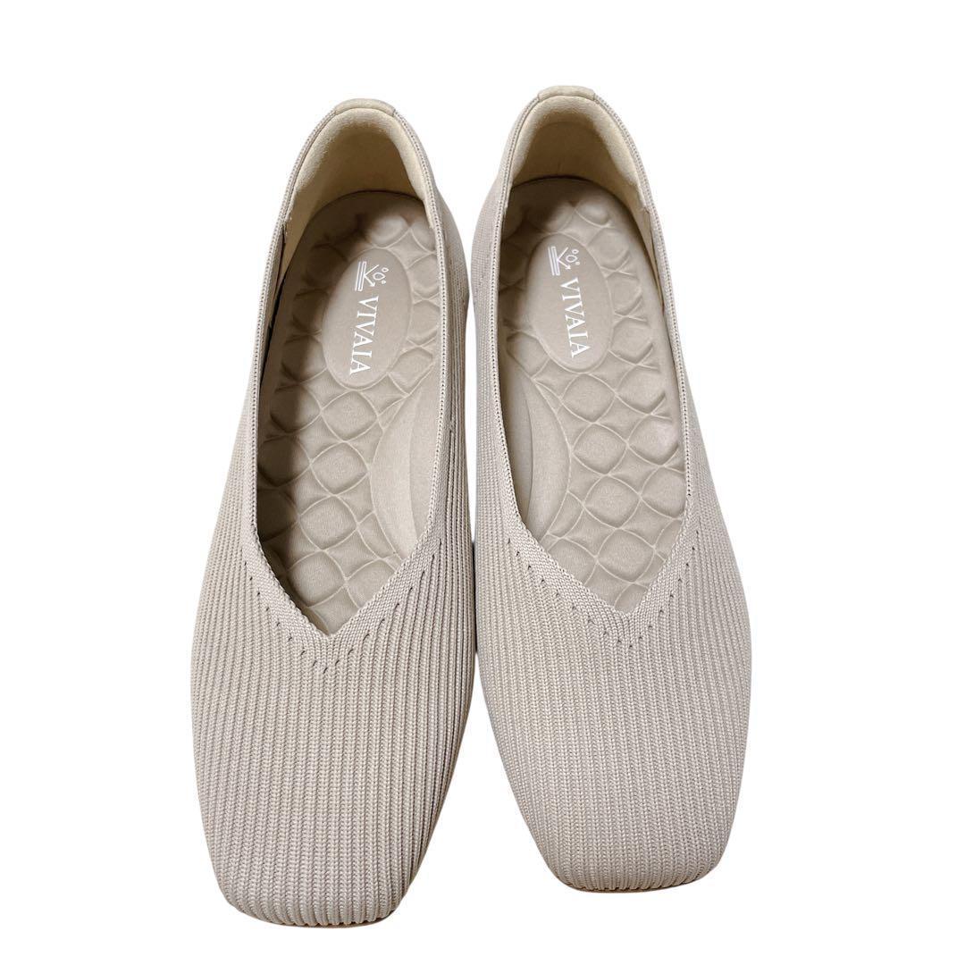 【新品】VIVAIA フラットシューズ スクエアトゥ Vカット