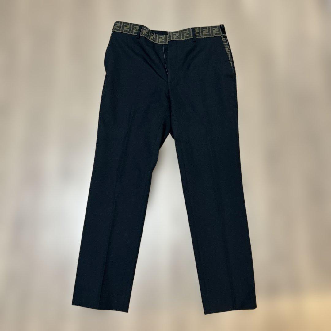 よ*ん様 Fendi 黒 スラックス ロゴ 52 パンツ