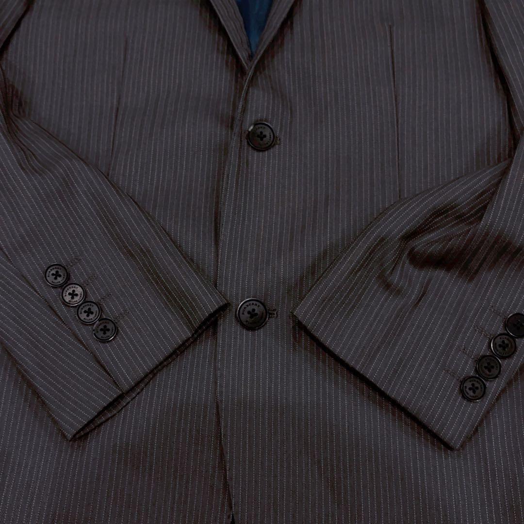 美品 BURBERRY BLACK LABEL ストライプ スーツ グレー