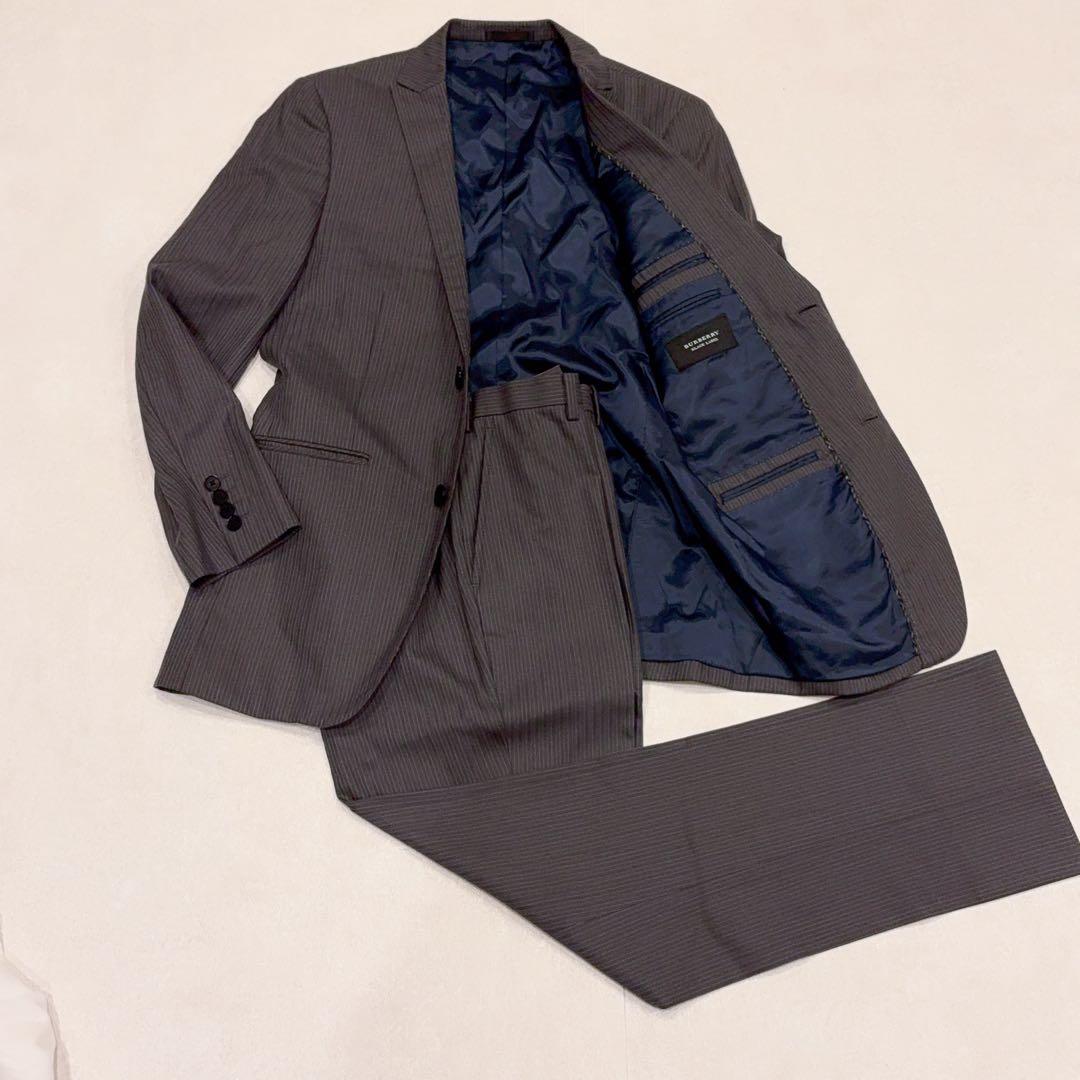 美品 BURBERRY BLACK LABEL ストライプ スーツ グレー
