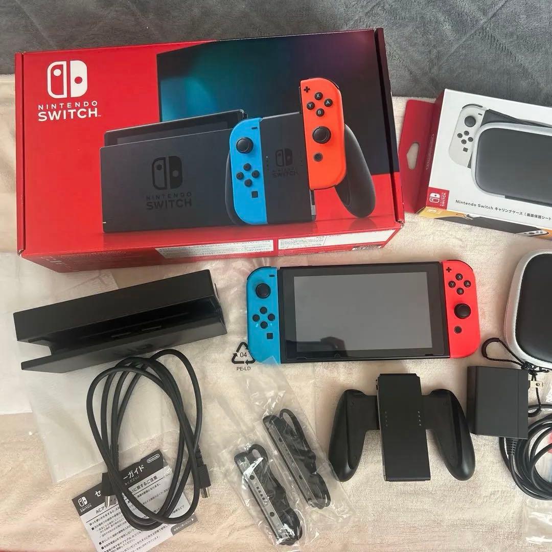 【ケース+箱付】Nintendo Switch ネオンブルー/ネオンレッド 本体