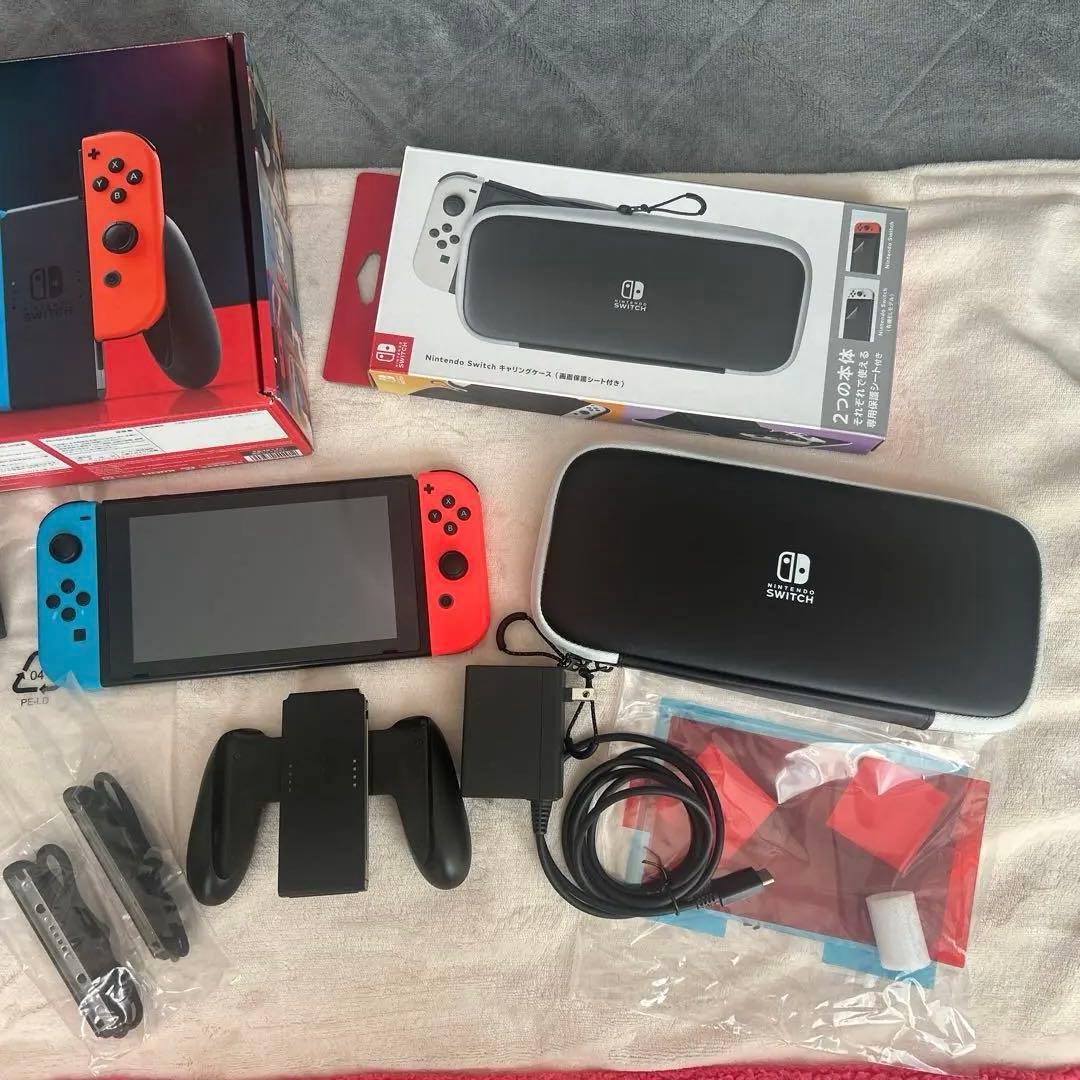 【ケース+箱付】Nintendo Switch ネオンブルー/ネオンレッド 本体