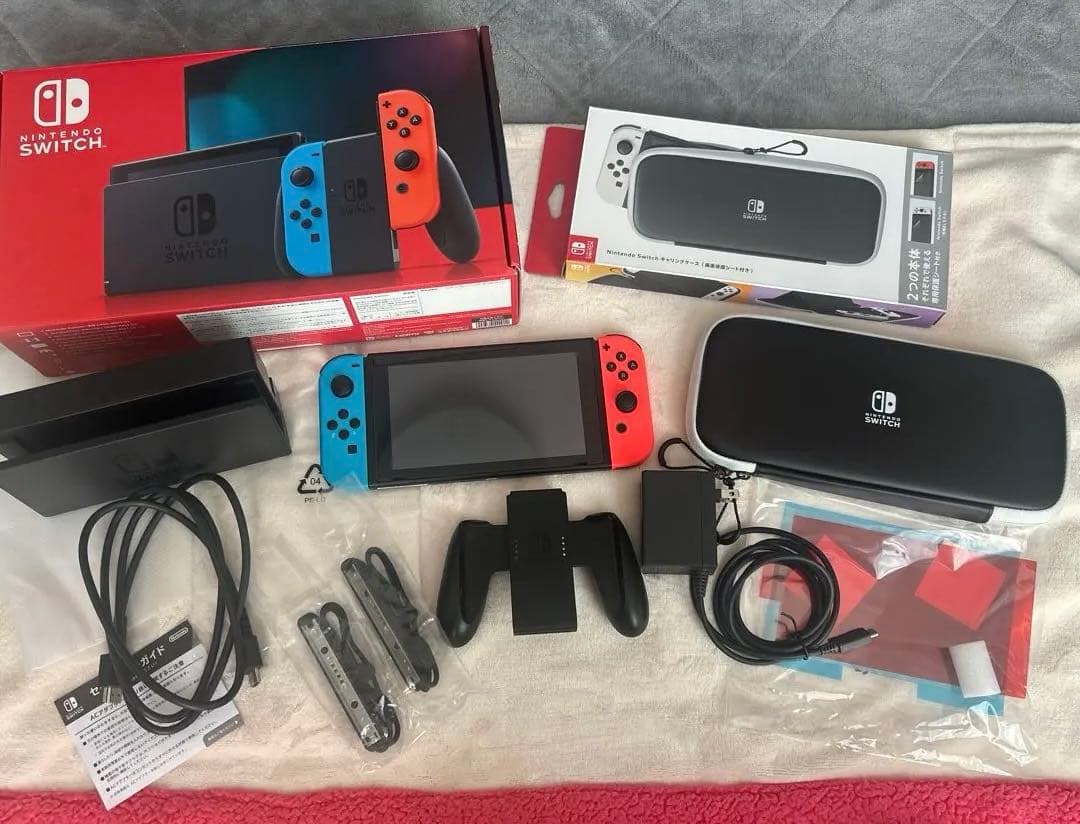 【ケース+箱付】Nintendo Switch ネオンブルー/ネオンレッド 本体