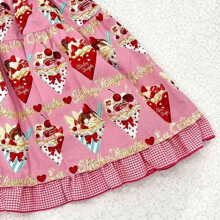 ◆120◆シャーリークレーププリント◆ワンピース◆ピンク◆シャーリーテンプル◆