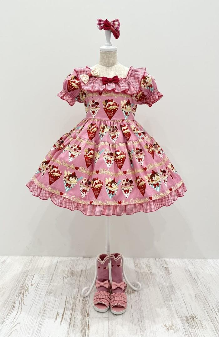 ◆120◆シャーリークレーププリント◆ワンピース◆ピンク◆シャーリーテンプル◆