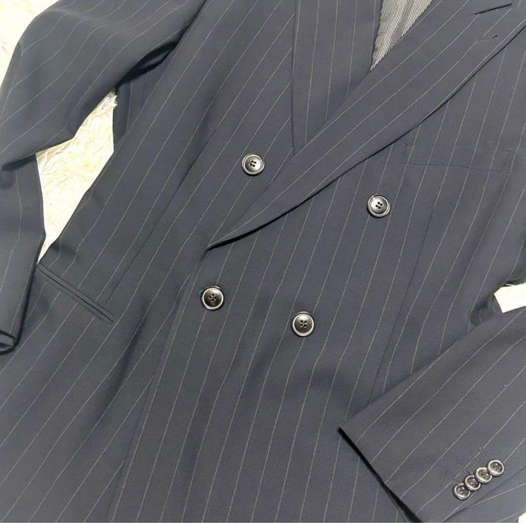 美品　ジョルジオアルマーニ　スーツ　56 ネイビー系　ストライプ　ダブル