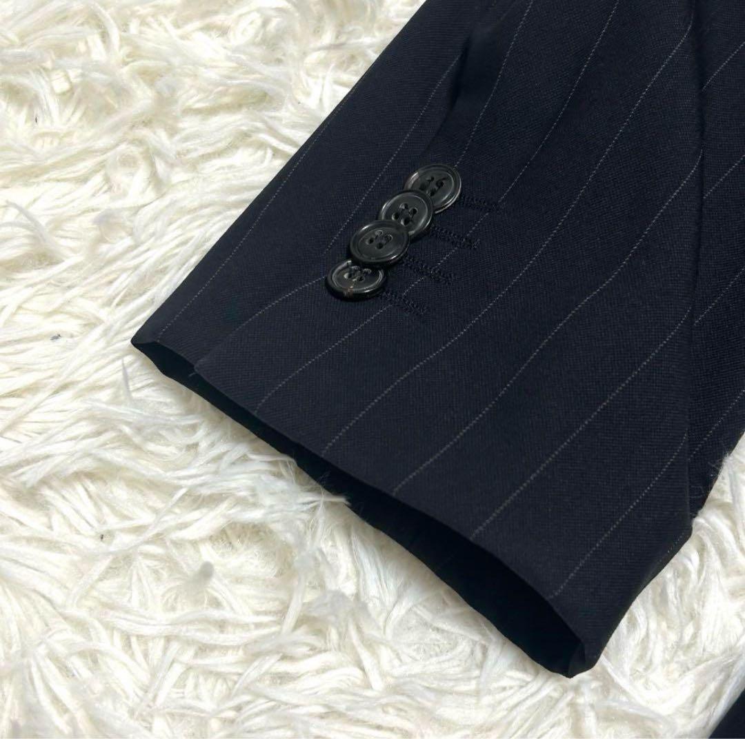 美品　ジョルジオアルマーニ　スーツ　56 ネイビー系　ストライプ　ダブル